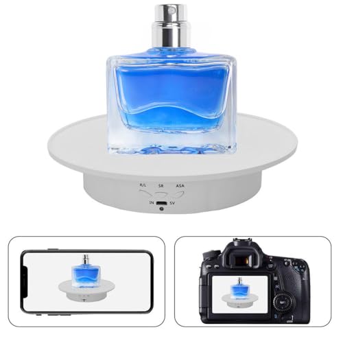 JAYEGT Motorized Rotating Display Stand, 7.87inch /17.6lbs Load, 360 Degree Electric Rotating Turntable for Photography Products, Jewelry, 3D Model ,with 5 Colors Backgrounds -- White - Image 4