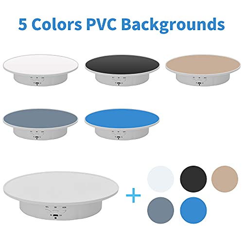 JAYEGT Motorized Rotating Display Stand, 7.87inch /17.6lbs Load, 360 Degree Electric Rotating Turntable for Photography Products, Jewelry, 3D Model ,with 5 Colors Backgrounds -- White - Image 3