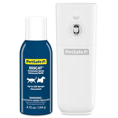 PetSafe طارد الحيوانات الأليفة الأوتوماتيكي SSSCAT من بيت سيف - تصحيح سلوك بدون تلامس - مستشعر حركة مع انفجار هوائي - عديم الرائحة - غير ملون - رذاذ قابل للت placement المتنوع - Image 1
