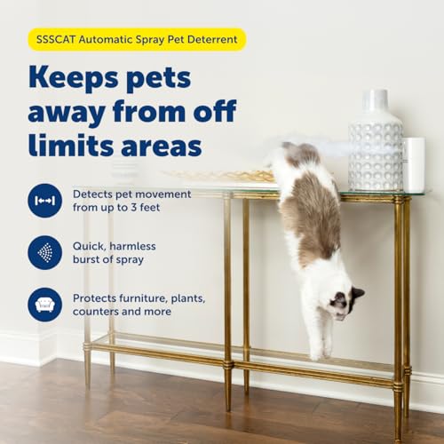 PetSafe طارد الحيوانات الأليفة الأوتوماتيكي SSSCAT من بيت سيف - تصحيح سلوك بدون تلامس - مستشعر حركة مع انفجار هوائي - عديم الرائحة - غير ملون - رذاذ قابل للت placement المتنوع - Image 2