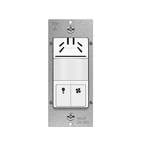 TOPGREENER Dual Tech Humidity Sensor Switch, Infrared PIR Motion & Air Moisture Detection, Bathroom Fan & Light Control, Adjustable Timing, Neutral Wire Required, UL Listed, TDHOS5, White - Image 1