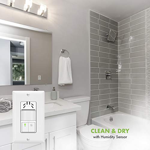 TOPGREENER Dual Tech Humidity Sensor Switch, Infrared PIR Motion & Air Moisture Detection, Bathroom Fan & Light Control, Adjustable Timing, Neutral Wire Required, UL Listed, TDHOS5, White - Image 5