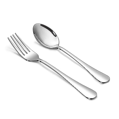 SANTUO Forks and Spoons Set 6PCS 73 Salad Forks and 6PCS 73 Soup Spoons Stainless Steel Silverware set of 12 Mirror Polished Dishwasher Safe - Image 3