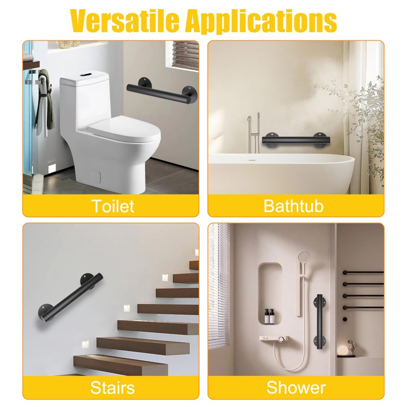 ZOOKASEA Heavy Duty Stair Railing  Wrought Iron Hand Rails For Indoor Stairs  Handrails For Bathroom  Basement  Porch Steps  Barrier-Free Staircase Grab Bar For Seniors  12"" - Image 3