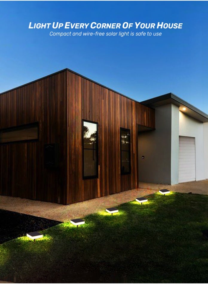 Vmax 1-Pack Solar Garden Pathway Light Square Cool White LED Outdoor Lamp, Waterproof Spike & Wall Mount Dual-Use for Landscape, Lawn & Patio Lighting - Image 2