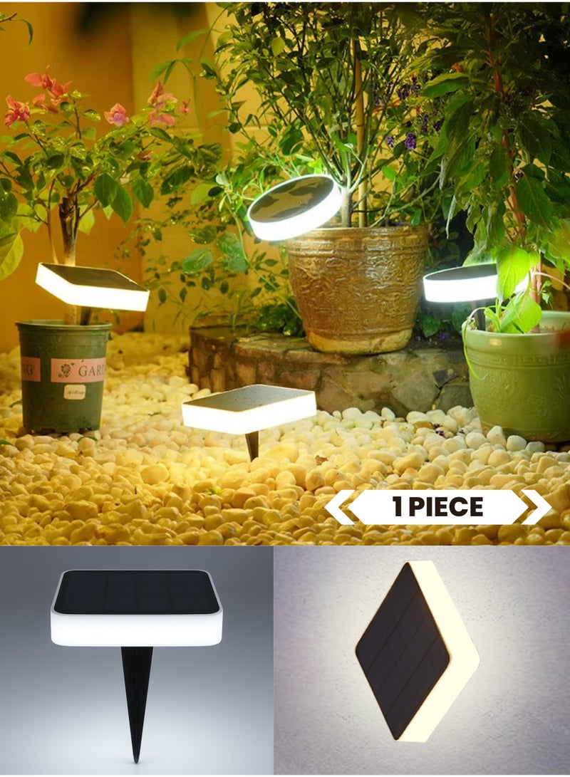 Vmax 1-Pack Solar Garden Pathway Light Square Cool White LED Outdoor Lamp, Waterproof Spike & Wall Mount Dual-Use for Landscape, Lawn & Patio Lighting - Image 1