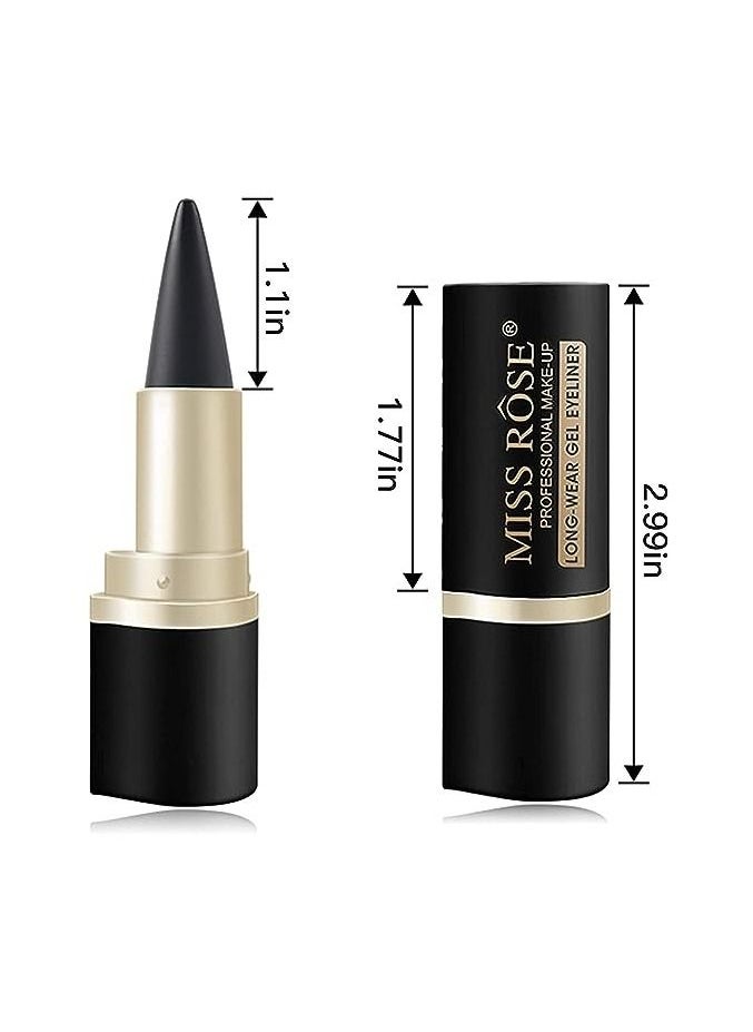 Miss Rose 2PCS Black Eyeliner Cream Set, Makeup Eyeliner Pen Eye Liners for Women Black Radiance Continuous Black Cream Gel Eyeliner Long Lasting Eye-Liner Pencil Waterproof Smudge Proof  - Image 3
