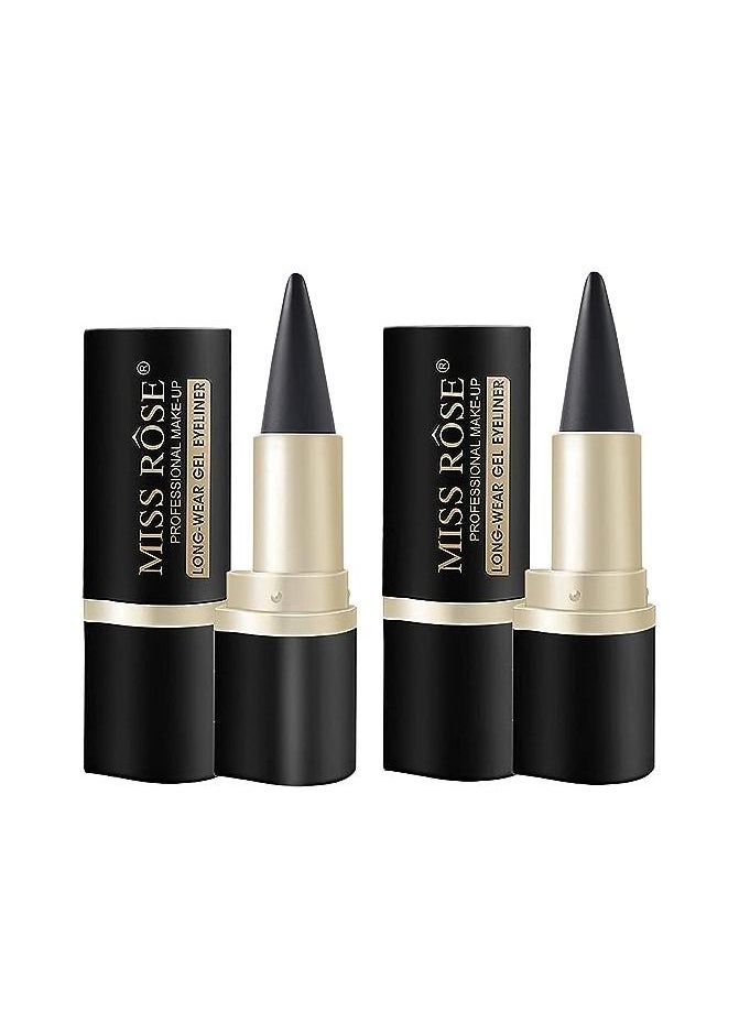 Miss Rose 2PCS Black Eyeliner Cream Set, Makeup Eyeliner Pen Eye Liners for Women Black Radiance Continuous Black Cream Gel Eyeliner Long Lasting Eye-Liner Pencil Waterproof Smudge Proof  - Image 2