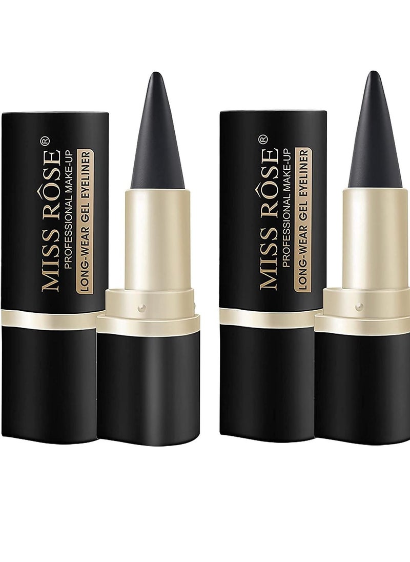 Miss Rose 2PCS Black Eyeliner Cream Set, Makeup Eyeliner Pen Eye Liners for Women Black Radiance Continuous Black Cream Gel Eyeliner Long Lasting Eye-Liner Pencil Waterproof Smudge Proof  - Image 1