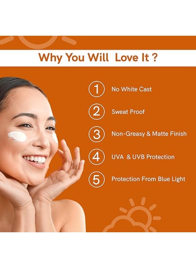 Aryanveda Glowelle 1% Hyaluronic Sunscreen Gel With SPF 50 PA++++ For Broad Spectrum, UV A, UV B & Blue Light Protection, Lightweight, No White-Cast, Mattifying Gel For Oily Skin - 50 ml - Image 3
