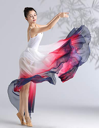 ORIDOOR 720 35" Long Women's Fairy Lyrical Dance Skirt Gradient Color Chiffon Swing Skirt Ballet Modren Dance Costume (A-Cyan White) … - Image 2