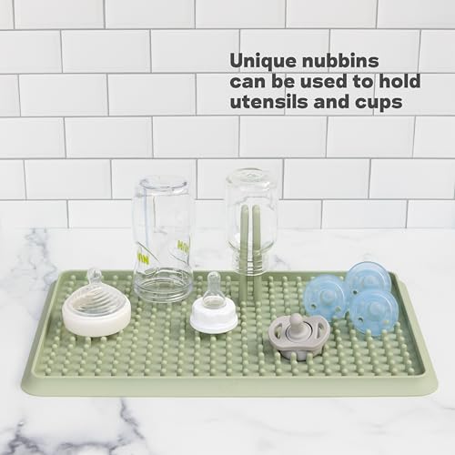 ezpz Drying Rack (Gray) - Silicone Dish Drying Rack with Suction Base - Adjustable Pegs - Odor-Resistant - Dry + Store Baby/Toddler Gear - Image 4