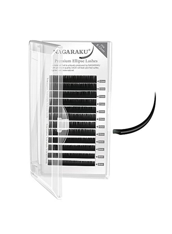 NAGARAKU Flat Ellipse Eyelash Extensions Supplies 0.15 C Curl 10Mm Natural Grey Black Faux Mink Super Soft Lash Split Tips Individual Lashes - Image 1