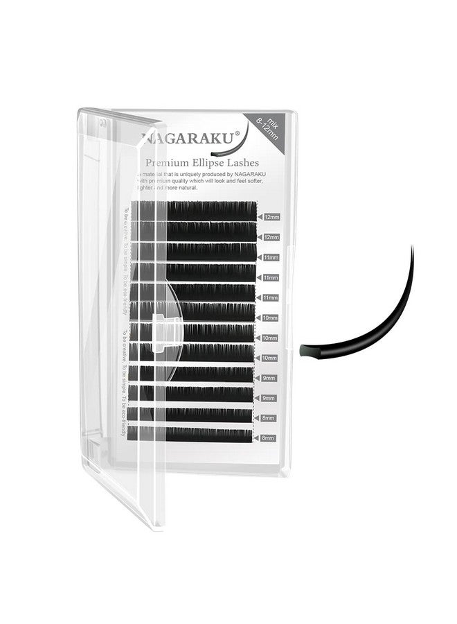 NAGARAKU Flat Ellipse Eyelash Extensions Supplies 0.15 C Curl 10Mm Natural Grey Black Faux Mink Super Soft Lash Split Tips Individual Lashes - Image 2