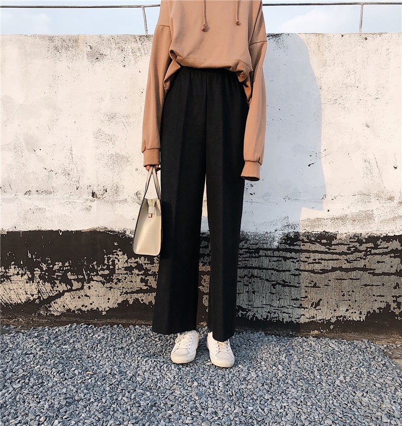 2024 Autumn High Waist Wool Culottes for Women Black