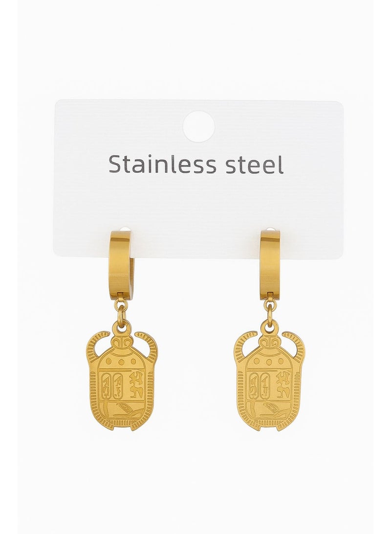 حلق مصنوع من الأستانلس ستيل المقاوم للصدأ مناسب للخروجات اليوميه تصميم فرعوني  _ اكسسورت حريمي - حلق - حلق نسائي._ اكسسوارات حريمي - اكسسوارات حريمي استانلس  اكسسوارات