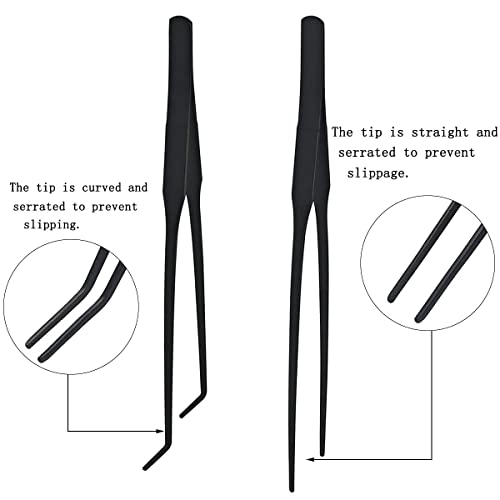 Qpets® 2 Pcs Aquarium Aquascaping Tools for Fish Tank Stainless Steel Pointed & Curved Tweezers Set 27cm/10.6 inches Tweezers for Aquarium Planted Accessories,Weather Resistant - Image 3