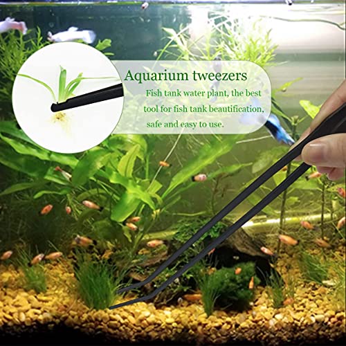 Qpets® 2 Pcs Aquarium Aquascaping Tools for Fish Tank Stainless Steel Pointed & Curved Tweezers Set 27cm/10.6 inches Tweezers for Aquarium Planted Accessories,Weather Resistant - Image 5