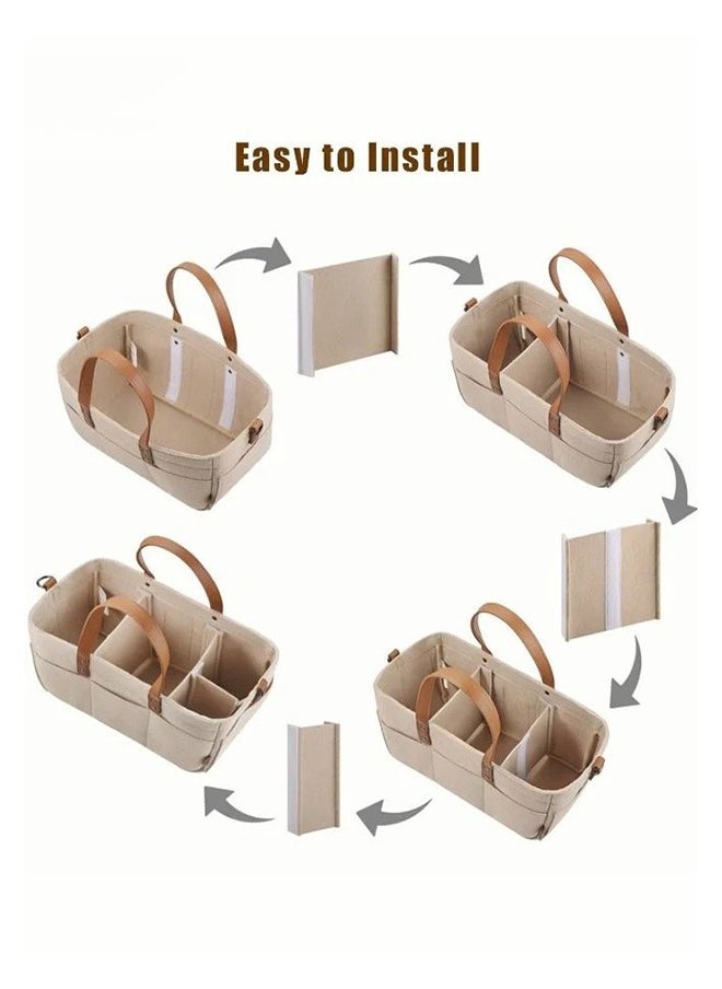 Portable Baby Diapers Storage Bag With Removable Dividers And Shoulder Strap