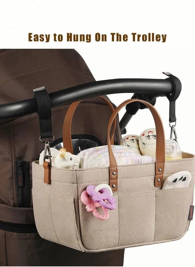 Portable Baby Diapers Storage Bag With Removable Dividers And Shoulder Strap