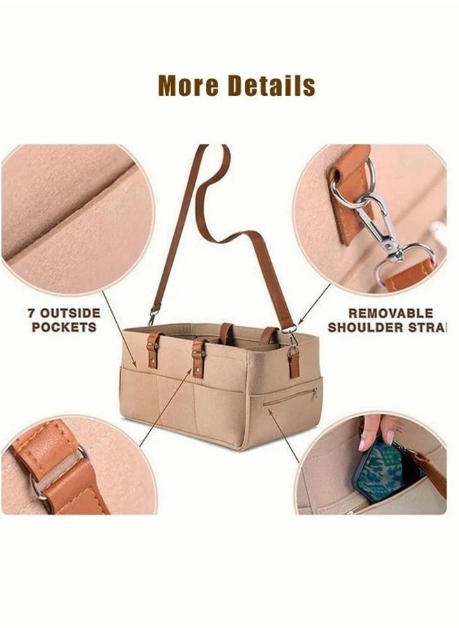Portable Baby Diapers Storage Bag With Removable Dividers And Shoulder Strap