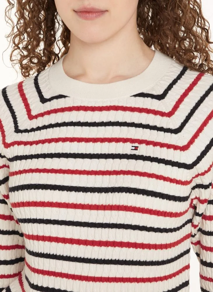 تومي هيلفيغر Crew Neck Striped Sweater