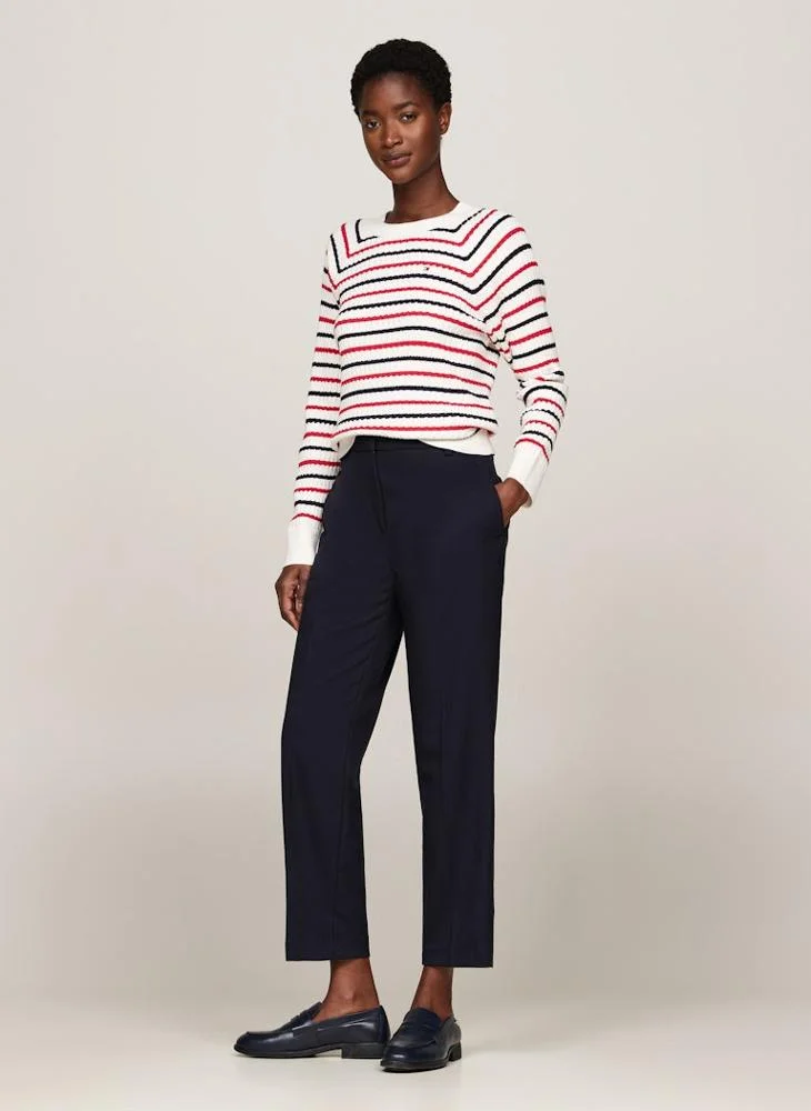 تومي هيلفيغر Crew Neck Striped Sweater