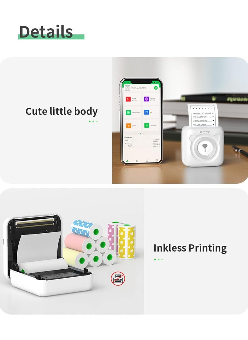 PeriPage - Bisofice PeriPage Mini Printer, PeriPage A6 Pro 304DPI, Pocket HD Wireless BT Thermal Printer Picture Photo Label Memo Notes Journal Receipt Paper Instant Printer Sticker AR Photo Inkless Printing - Image 1