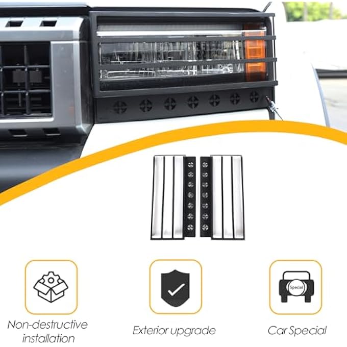 ريحني غطاء تجهيز واقي مصباح أمامي متوافق مع تويوتا لاند كروزر 250 برادو J250 Lc250 2024 2025 غطاء إطار مصابيح أمامية من الفولاذ الكربوني واقي أسود - Image 5