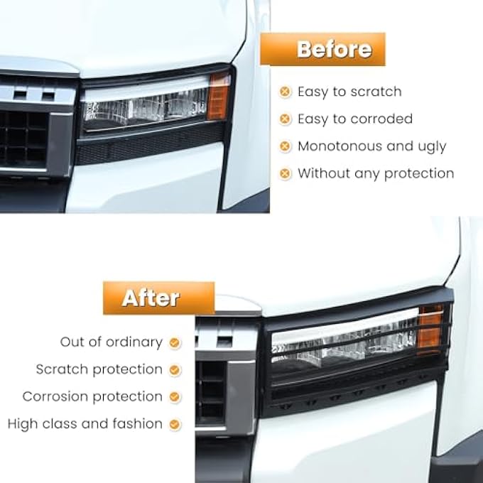 ريحني غطاء تجهيز واقي مصباح أمامي متوافق مع تويوتا لاند كروزر 250 برادو J250 Lc250 2024 2025 غطاء إطار مصابيح أمامية من الفولاذ الكربوني واقي أسود - Image 3