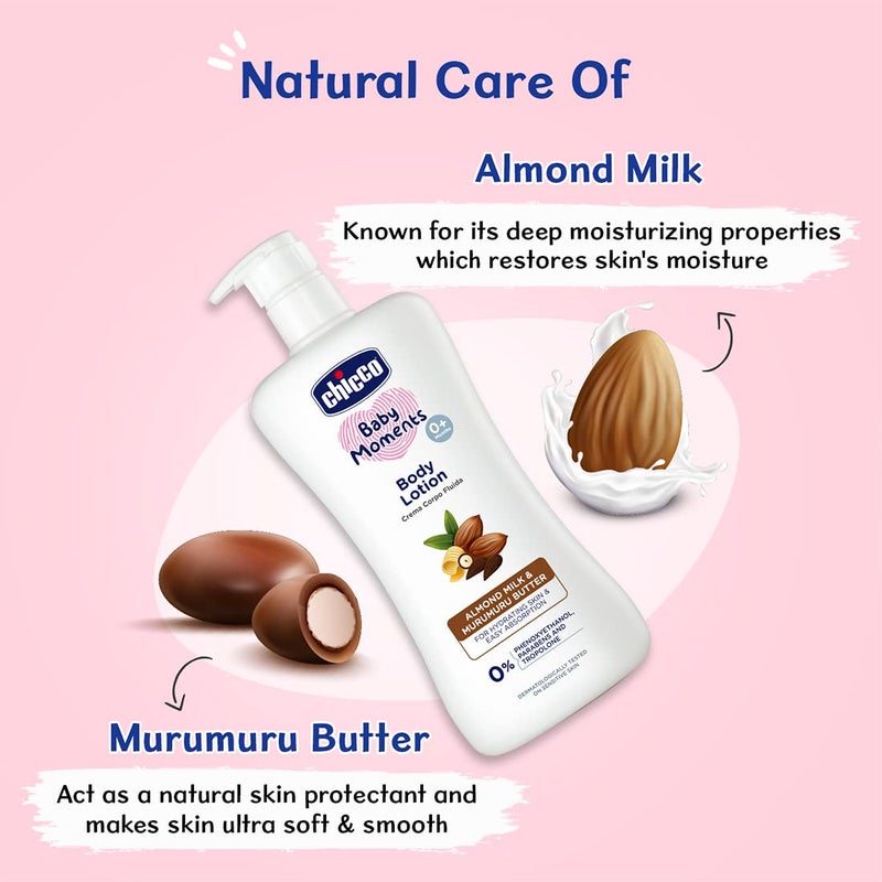 Chicco Baby Moments Body Lotion for Babies 650ml  Almond Milk  Murumuru ButterQuick Absorb Formula  Natural Ingredients for Soft Skin  Dermatologically TestedParabens  Phenoxyethanol Free - Image 5
