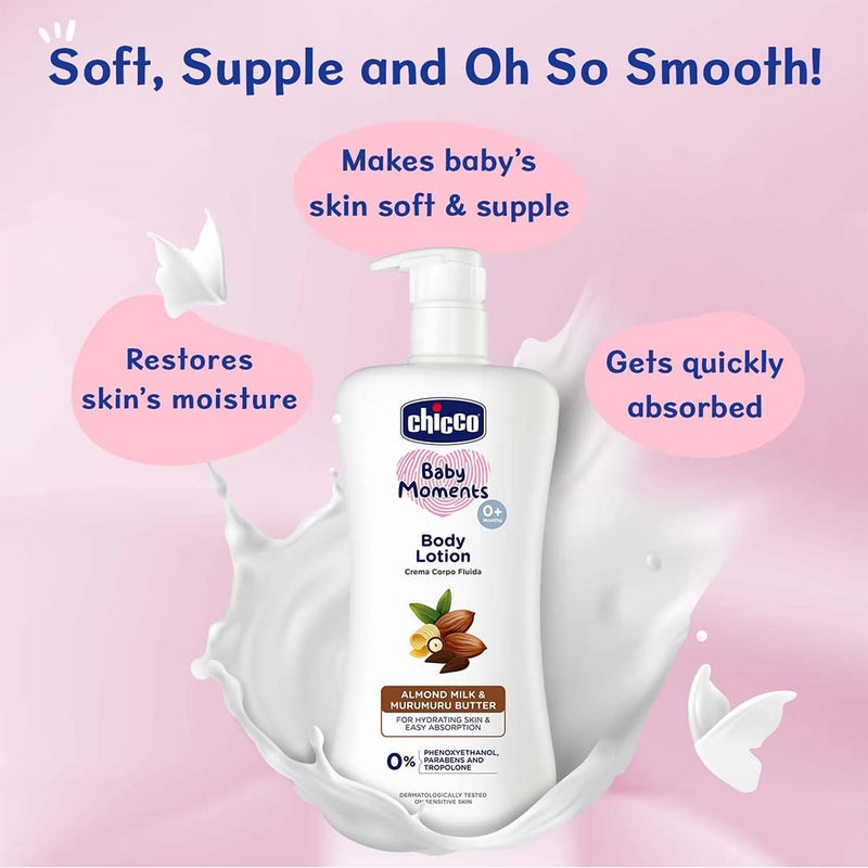 Chicco Baby Moments Body Lotion for Babies 650ml  Almond Milk  Murumuru ButterQuick Absorb Formula  Natural Ingredients for Soft Skin  Dermatologically TestedParabens  Phenoxyethanol Free - Image 3