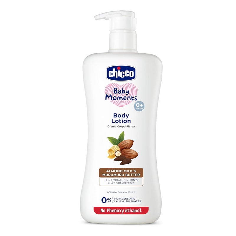 Chicco Baby Moments Body Lotion for Babies 650ml  Almond Milk  Murumuru ButterQuick Absorb Formula  Natural Ingredients for Soft Skin  Dermatologically TestedParabens  Phenoxyethanol Free - Image 1