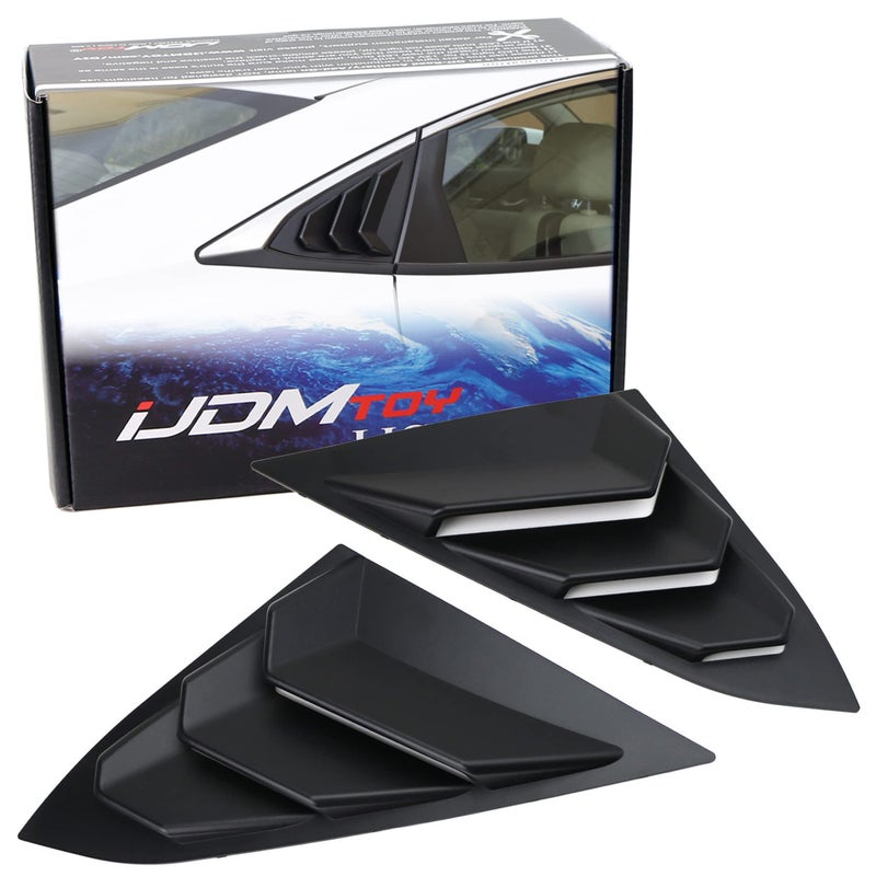 iJDMTOY Left/Right Black Finish Racing Style Rear Side Window Scoop Air Vent/Louver Shades Compatible With 2016-21 Honda Civic Sedan - Image 1