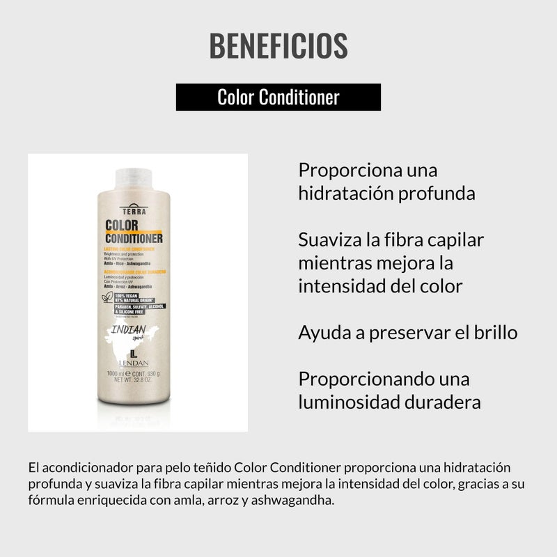 Lendan - Colored Hair Conditioner - Terra Color Conditioner - 1000 ml - Hydrates and Softens Hair - Improves Hair Color Intensity - Strengthens Hair - Shiny Hair - Vegan - Image 3