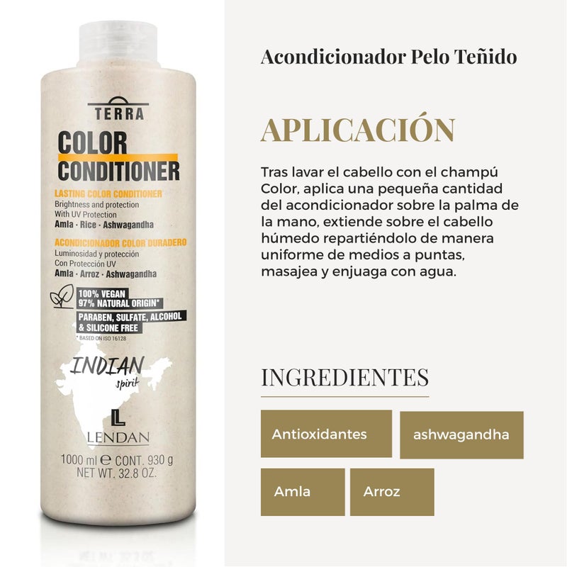 Lendan - Colored Hair Conditioner - Terra Color Conditioner - 1000 ml - Hydrates and Softens Hair - Improves Hair Color Intensity - Strengthens Hair - Shiny Hair - Vegan - Image 5
