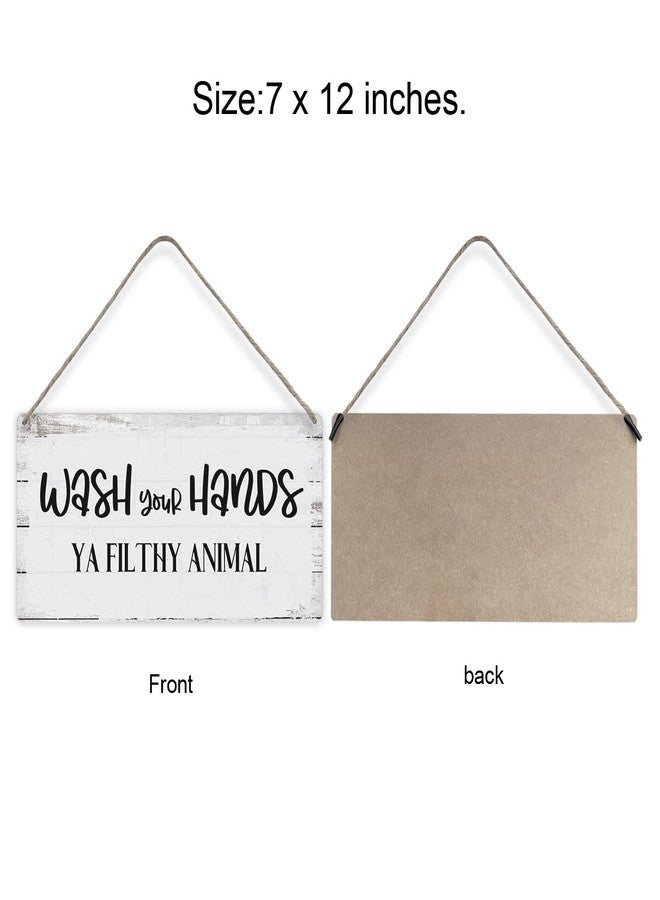 MIGUMUTU Wash Your Hands ya Filthy Animal Sayings Home Wall Decor Wooden Signs Rustic Farmhouse Hanging Wall Plaque Sign Bathroom Gift - Image 2