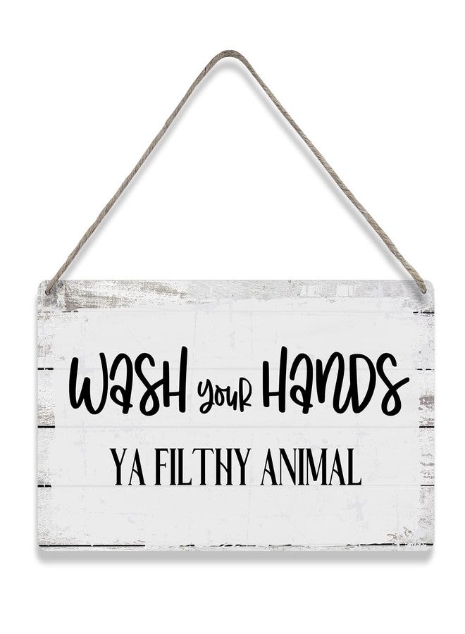 MIGUMUTU Wash Your Hands ya Filthy Animal Sayings Home Wall Decor Wooden Signs Rustic Farmhouse Hanging Wall Plaque Sign Bathroom Gift - Image 1