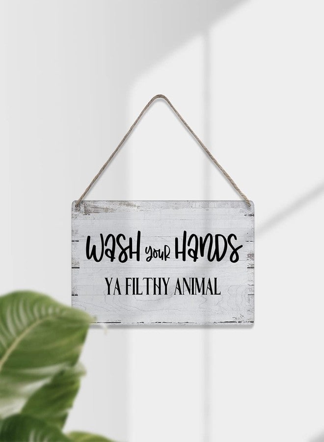 MIGUMUTU Wash Your Hands ya Filthy Animal Sayings Home Wall Decor Wooden Signs Rustic Farmhouse Hanging Wall Plaque Sign Bathroom Gift - Image 3