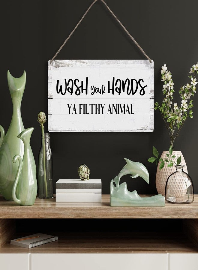 MIGUMUTU Wash Your Hands ya Filthy Animal Sayings Home Wall Decor Wooden Signs Rustic Farmhouse Hanging Wall Plaque Sign Bathroom Gift - Image 4