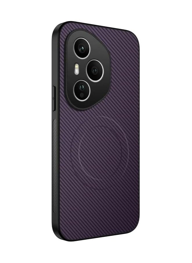 General Magnetic Case Compatible Honor 400 Pro 5G 【Support Wireless Charging】 Leather Case Carbon Fiber Texture Shockproof Protective Back Cover 