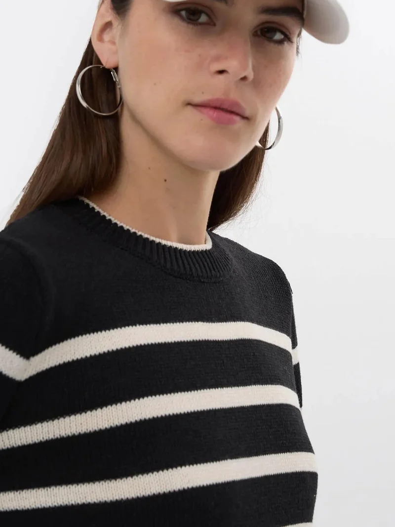 Hiccup Black Striped Knit Sweater for Women | Best Price UAE