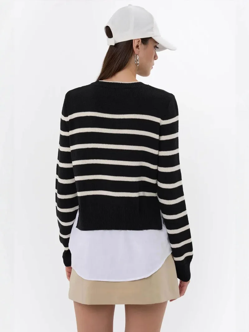 Hiccup Black Striped Knit Sweater for Women | Best Price UAE