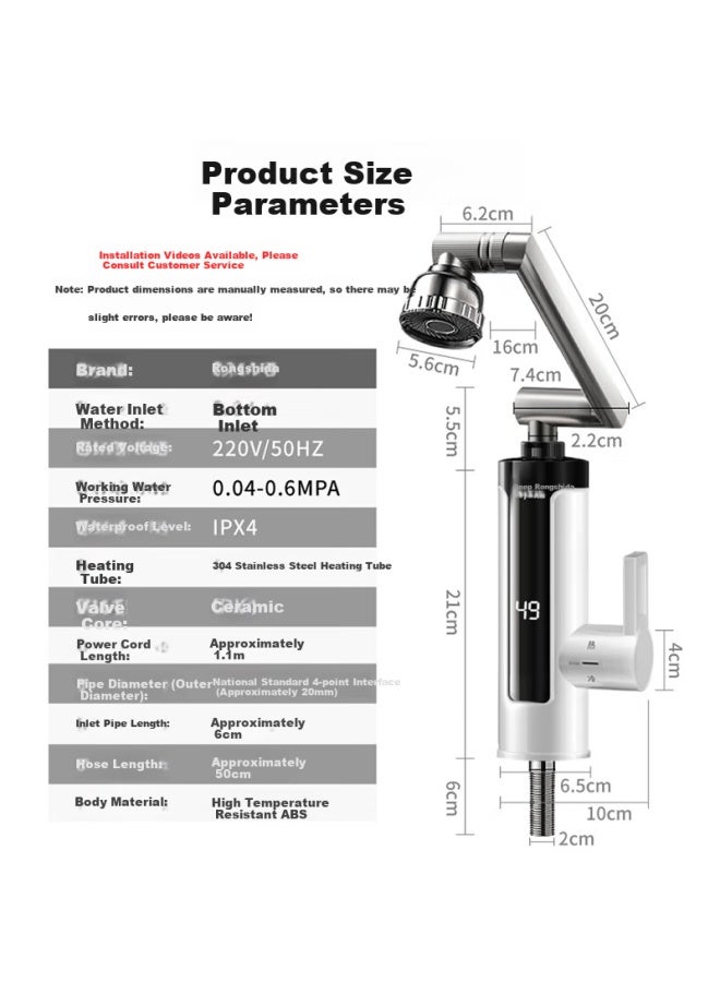 Royalstar Electric Hot Water Faucet, Instant Heating Water Tap, Mechanical Arm, Dual-use For Kitchen And Bathroom, Quick-heating, Bottom Water Inlet - Image 3