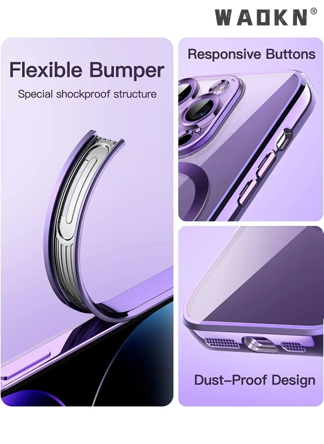 WAOKN iPhone 15 Plus Case Electroplated Dustproof MagSafe Phone Case Slim Magnetic Yellowing-Resistant For iPhone 15 Plus Case 6.7 Inch Purple  - Image 2