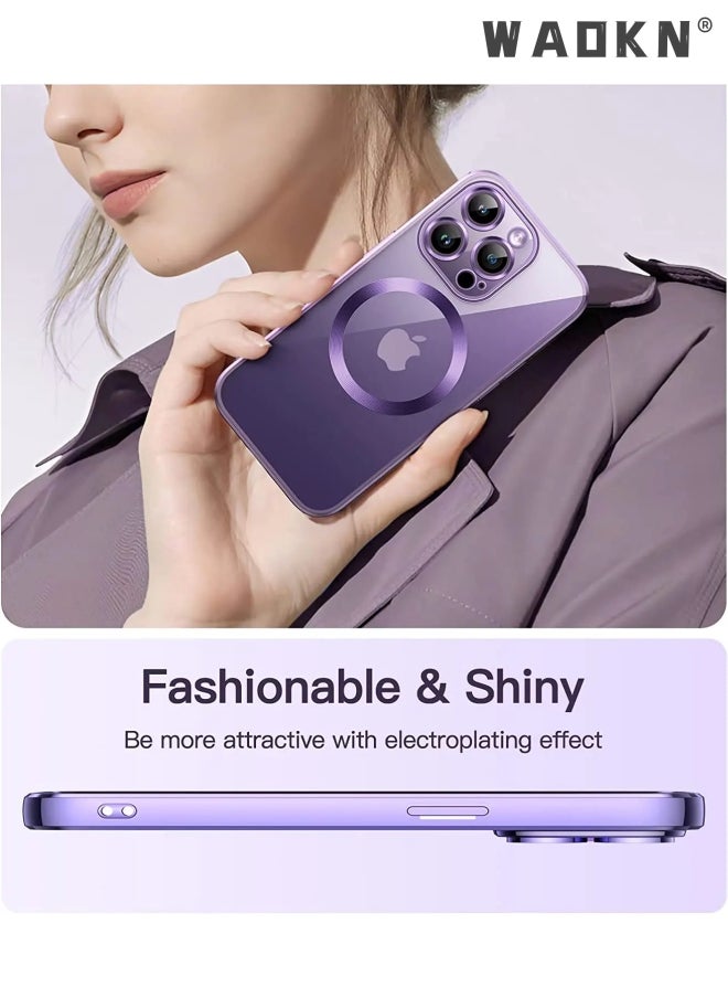 WAOKN iPhone 15 Plus Case Electroplated Dustproof MagSafe Phone Case Slim Magnetic Yellowing-Resistant For iPhone 15 Plus Case 6.7 Inch Purple  - Image 3