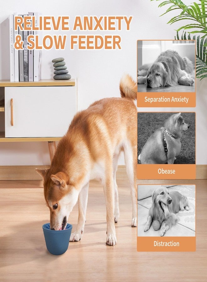 SmartTail Dog Lick Bowl, Anxiety Relief Slow Feeder Treat Dispenser, Silicone Anti-chocking Pet Dish, Non-Slip Dog Licking Bowl Interactive Entertainment Puzzle Toy for Small & Medium-Dark Blue - Image 3