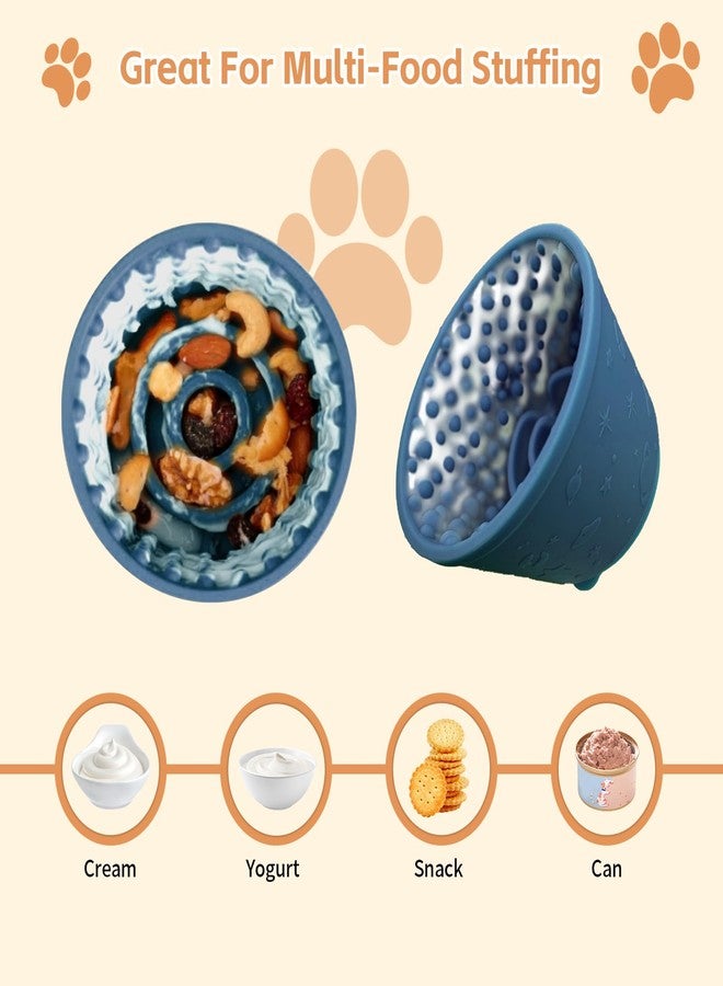 SmartTail Dog Lick Bowl, Anxiety Relief Slow Feeder Treat Dispenser, Silicone Anti-chocking Pet Dish, Non-Slip Dog Licking Bowl Interactive Entertainment Puzzle Toy for Small & Medium-Dark Blue - Image 4
