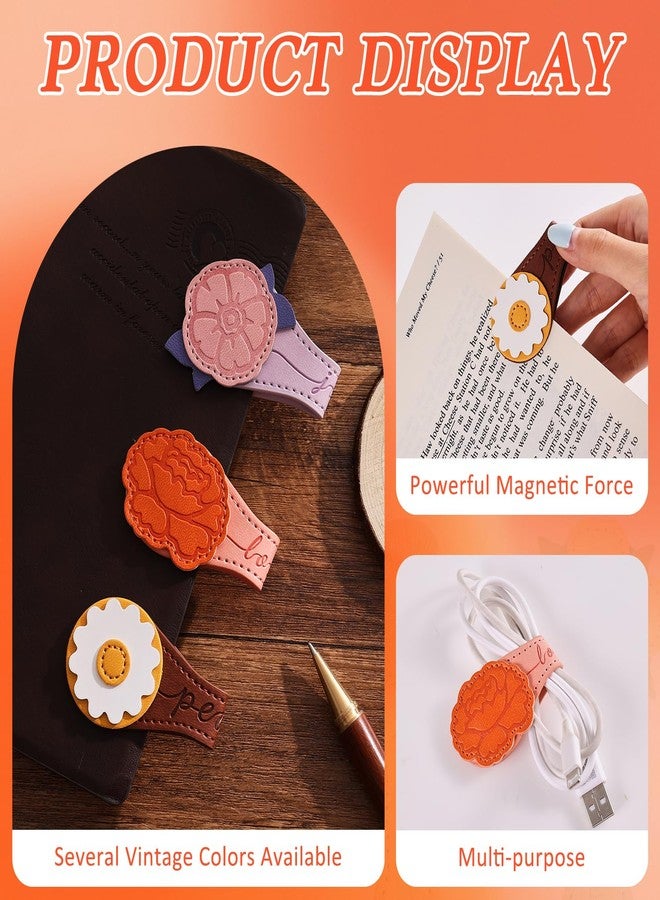 emmoolife 3 PCS Fruit of Spirit Magnetic Leather Bookmarks, Floral Patterns (Love Joy Peace) of Galatians, Bible-Inspired Page Markers, Double-Sided Clips, Gift for Book Lovers, Students, Book Accessories - Image 3