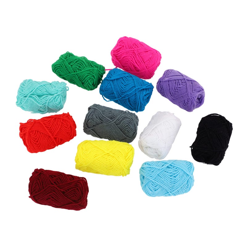 TARNI 12 Pcs Combo Wool Ball. Hand Knitting Art Craft Soft Fingering Crochet Hook Yarn, Needle Knitting Thread Dyed. (12 Pc Combo),25 Gram,Multicolor - Image 4